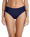 Emoswim - Bas de maillot de bain femme échancré à nouer sur les côtés - Bleu marine