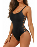 Emoswim - Stylish Front Low Neckline One Piece Slimming Swimsuits For Women-Black