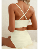 Emoswim - 2026 Summer Two Piece Bikini Set U-Wire Cutout High Waisted Swimsuit-Beige