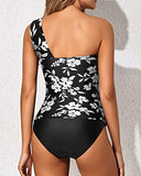 Emoswim - Supportive Padded Bra 2 Piece Tankini Bathing Suits For Women Shorts-Black Floral