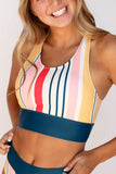 Emoswim Gestreifter Sportlicher Bikini mit Rundhalsausschnitt