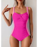 Emoswim – Damen One Piece Badeanzug, gerafft, Bauchkontrolle, schlankmachend, Farbblock-Badeanzug, Bademode – Pink