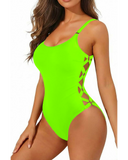 Emoswim - Sexy Crisscross zum Schnüren Damen Badeanzug Einteiler Figurformend - Neongrün