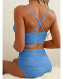 Emoswim - 2026 Sommer Zweiteiliger Bikini-Set mit U-Bügel, Cut-Out und hoher Taille, Badeanzug – Himmelblau
