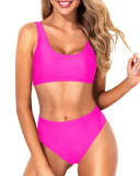 Emoswim - Haut de maillot de bain court taille haute effronté Maillot de bain échancré - Rose fluo