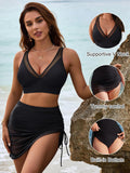 Emoswim-Womens Swim Skirt High Waisted Bikini Sets Tummy Control Swimsuits Mesh Sarong Wraps Bathing Suits