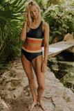 Emoswim-Black Colorblock Cut Back Bikini Set