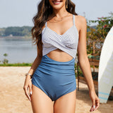 Emoswim-Women's One Piece Swimsuits Tummy Control Cutout High Waisted Bathing Suit Wrap Tie Back