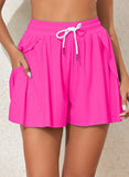Emoswim-Pink Solid Color Simple Versatile High Waist Swim Short