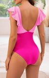 Emoswim – Damen-Badeanzug einteilig, Rüschenausschnitt, figurformend, Bauchkontrolle, V-Ausschnitt, Wickel-Bademode