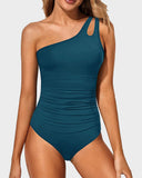 Emoswim - One Shoulder One Piece Swimsuit for Women Tummy Control Bathing Suits