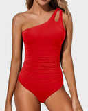 Emoswim - Maillot de bain une pièce asymétrique pour femme, gainant - Rouge