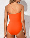 Emoswim-One Shoulder One Piece Swimsuit for Women Tummy Control Bathing Suits