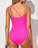 Emoswim-One Shoulder One Piece Swimsuit for Women Tummy Control Bathing Suits