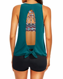 Emoswim - Damen 3-teiliger Tankini-Badeanzug mit U-Boot-Ausschnitt und überkreuzten Trägern – Petrol