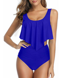 Emoswim – Sexy hoch taillierter zweiteiliger Damen-Bikini mit Rüschen-Volant – Königsblau