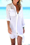 Emoswim - White Pocket Long Sleeve Cover Up