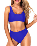 Emoswim – Zweiteiliger High Cut Bikini mit Crop Top und High Cut Höschen – Königsblau