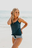 Emoswim-Tankini-Oberteil mit Bindedetail in Marineblau