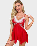 Emoswim - Chemise de nuit sexy en dentelle et maille de Noël
