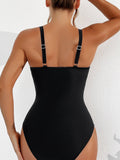 Emoswim-Women Plus Size One Piece Swimsuit V Neck Mesh Sheer Tummy Control Bathing Suit