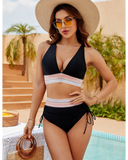 Emoswim - Ensembles de bikini taille haute gainants avec blocs de couleurs - Noir