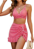 Emoswim - Women's High Waisted Bikini Sets Tummy Control Swim Skirt Two Piece Swim Suit