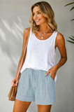 Emoswim - Womens Drawstring Shorts Summer Elastic Waist Casual Lightweight with Pockets