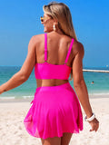 Emoswim - Women's High Waisted Bikini Set Gold Metal Two Piece Swimsuits Tummy Control Tie Knot Bathing Suits