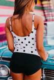 Emoswim - Polka Dot Tie Front Blouson Tankini Set