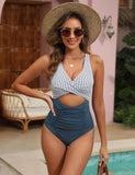 Emoswim-Womens One Piece Swimsuits Push Up Tummy Control Bathing Suits V Neck Cutout Modest Swimwear