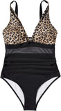Emoswim-Women Sexy Mesh Tummy Control Swimsuit Push Up High Waisted Bathing Suit