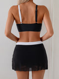 Emoswim - High Waisted Bikini Sets for Women Tummy Control Swimsuits Two Piece Bathing Suits Curvy Mesh Swim Skirts