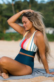 EMOSWIM - Gestreiftes, sportliches Bikini-Set mit Rundhalsausschnitt