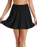 Emoswim – A-Linien-Bade-Rock mit hoher Taille und Bauchkontrolle – Schwarz