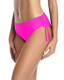 Emoswim - Bas de maillot de bain brésilien à nouer sur les côtés pour adolescentes - Rose fluo