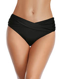 Emoswim - Women's High Waisted V Cut Swimsuit Bottoms-Black