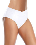 Emoswim - Bas de Bikini Femme Échancré Taille Haute Coupe en V - Blanc