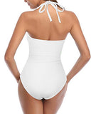 Emoswim - Stylish High Waisted Cutout Tummy Control One Piece Swimsuits-White