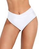 Emoswim - Bas de Bikini Femme Échancré Taille Haute Coupe en V - Blanc