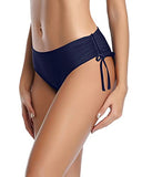 Emoswim - Bas de maillot de bain femme échancré à nouer sur les côtés - Bleu marine