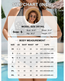 Emoswim - Women's Bikini Set Petal Hollow V Neck Two Piece Swimsuit-Black