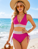 Emoswim - High Waisted Tummy Control Color Block Bikini Sets