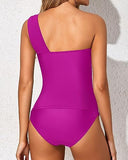 Emoswim - Zweiteiliges Set mit One-Shoulder-Design, Raffungen und Bauchkontrolle