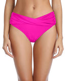 Emoswim - Bas de maillot de bain taille haute échancré en V pour femme - Rose néon