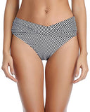 Emoswim - Bas de bikini froncé Échancré Maillot de bain - Rayures noires et blanches
