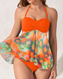 Emoswim - Two Piece Bandeau Tankini Flowy Flyaway Front For Womenr-Orange