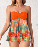 Emoswim - Two Piece Bandeau Tankini Flowy Flyaway Front For Womenr-Orange