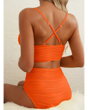 Emoswim - 2026 Summer Two Piece Bikini Set U-Wire Cutout High Waisted Swimsuit-Orange