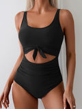 Emoswim-Women's One Piece Swimsuit Tummy Control Slimming Bathing Suit Cutout Tie Knot Swimwear